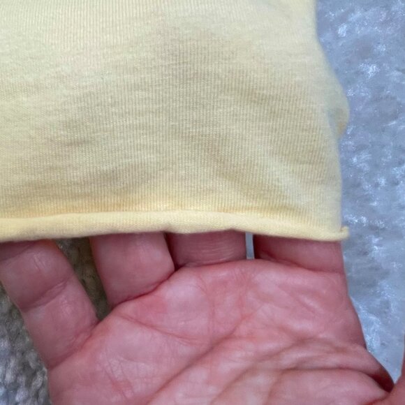 Fear Of God Essentials V-Neck Boxy Tee Raw Hem Yellow Oversized - Picture 5 of 9